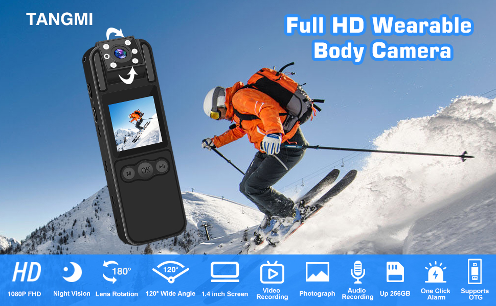 TANGMI Μίνι Κάμερα με Καταγραφή Ήχου και Εικόνας 1080p HD - Περιστρεφόμενος Φακός 180 Μοίρες, Οθόνη LED, Νυχτερινή Λήψη και Συναγερμό TANGMI Μίνι Κάμερα με Καταγραφή Ήχου και Εικόνας 1080p HD - Περιστρεφόμενος Φακός 180 Μοίρες, Οθόνη LED, Νυχτερινή Λήψη και Συναγερμό