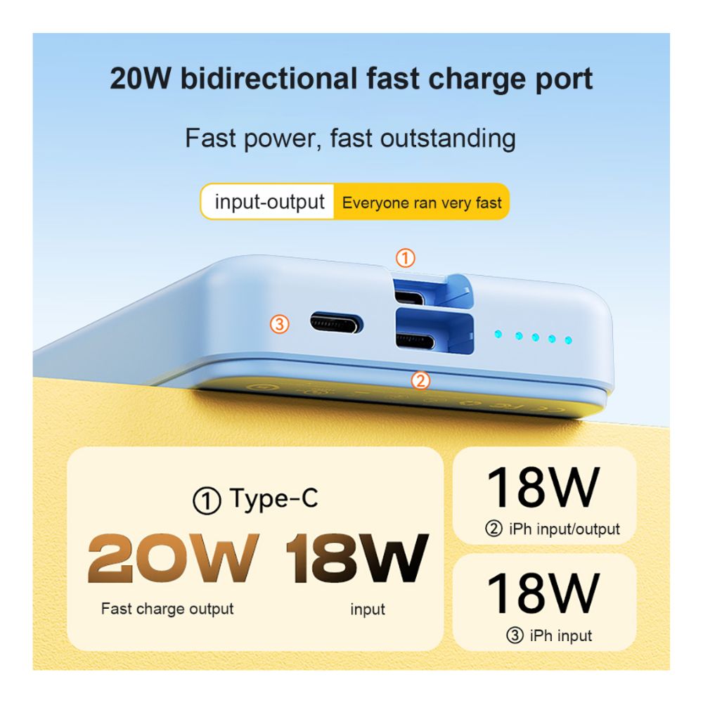 Power Bank Ασύρματης Φόρτισης PD20W και Ενσύρματης Φόρτισης 10000mAh σε Μοβ Χρώμα Wekome Power Bank Ασύρματης Φόρτισης PD20W και Ενσύρματης Φόρτισης 10000mAh σε Μοβ Χρώμα Wekome