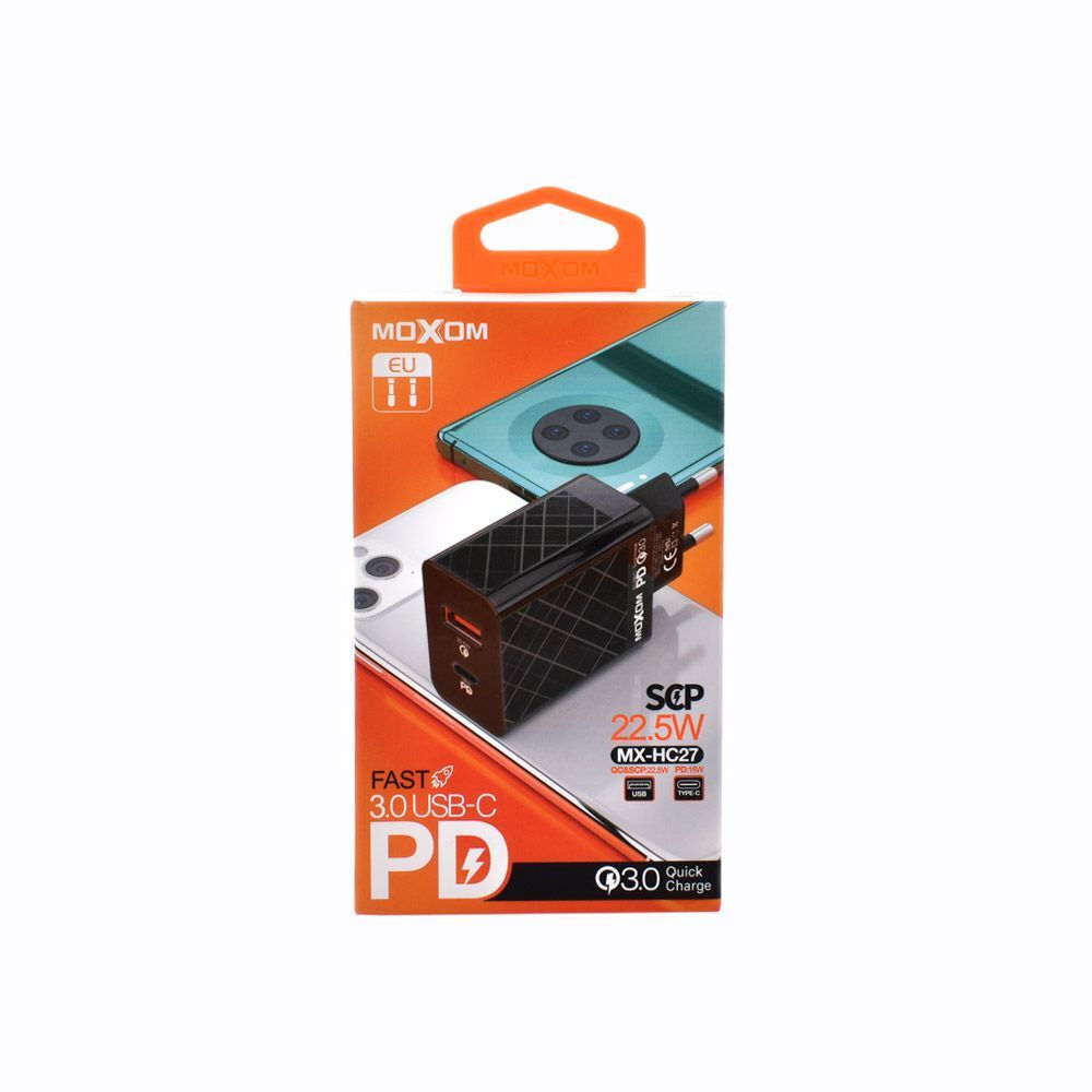 Moxom Φορτιστής Πρίζας 22.5W Ταχείας Φόρτισης Χωρίς Καλώδιο με Θύρα USB-A, USB-C Moxom Φορτιστής Πρίζας 22.5W Ταχείας Φόρτισης Χωρίς Καλώδιο με Θύρα USB-A, USB-C