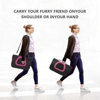NOBLEZA Ανθεκτική Τσάντα Μεταφοράς με Αερισμό για Κατοικίδια Μαύρο/Ροζ 40x23x24 NOBLEZA Ανθεκτική Τσάντα Μεταφοράς με Αερισμό για Κατοικίδια Μαύρο/Ροζ 40x23x24