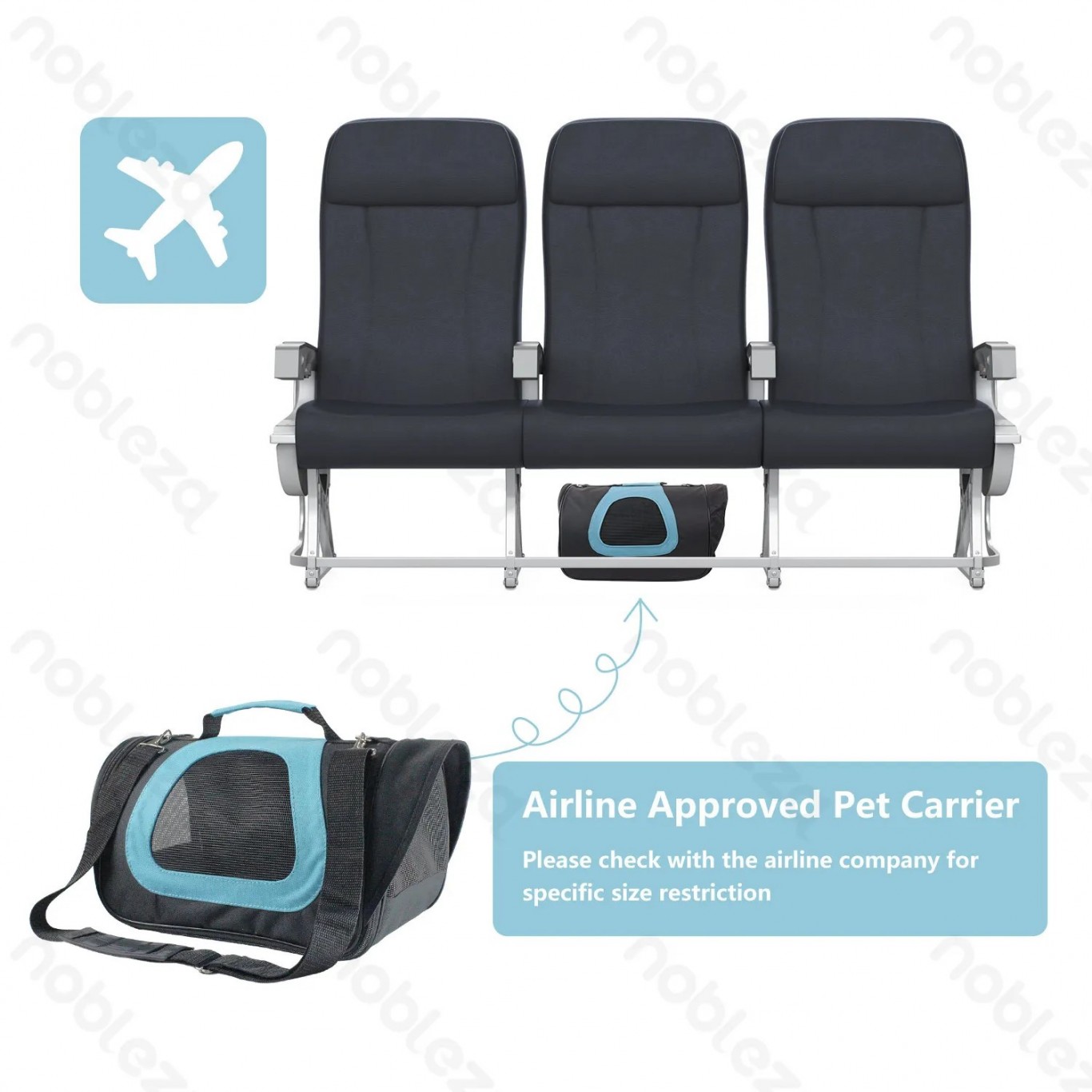 NOBLEZA Ανθεκτική Τσάντα Μεταφοράς με Αερισμό για Κατοικίδια σε Χρώμα Μαύρο-Γαλάζιο 40 x 23 x 24cm NOBLEZA Ανθεκτική Τσάντα Μεταφοράς με Αερισμό για Κατοικίδια σε Χρώμα Μαύρο-Γαλάζιο 40 x 23 x 24cm