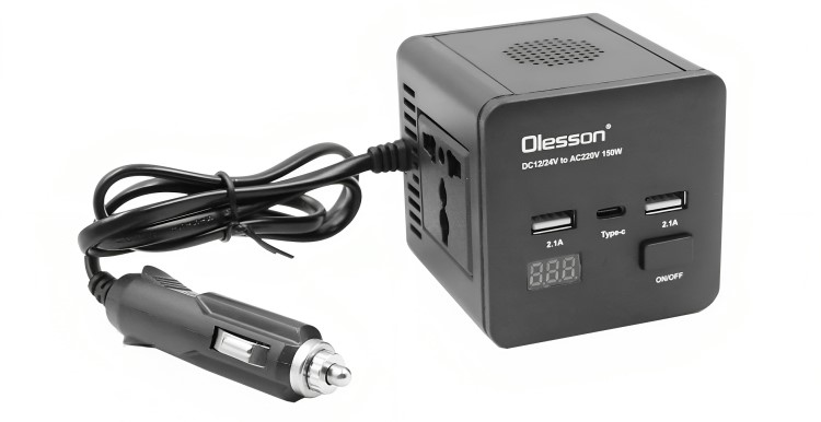 Olesson Inverter Αυτοκινήτου 150W για Μετατροπή 12V - 24V DC σε 220V AC με 2 Θύρες USB & 1 Θύρα Type-C Olesson Inverter Αυτοκινήτου 150W για Μετατροπή 12V - 24V DC σε 220V AC με 2 Θύρες USB & 1 Θύρα Type-C