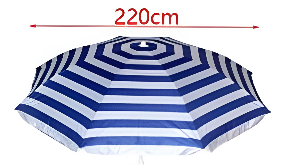 Ομπρέλα Θαλάσσης Ριγέ 220cm με Κλίση & 8 Ακτίνες Ομπρέλα Θαλάσσης Ριγέ 220cm με Κλίση & 8 Ακτίνες