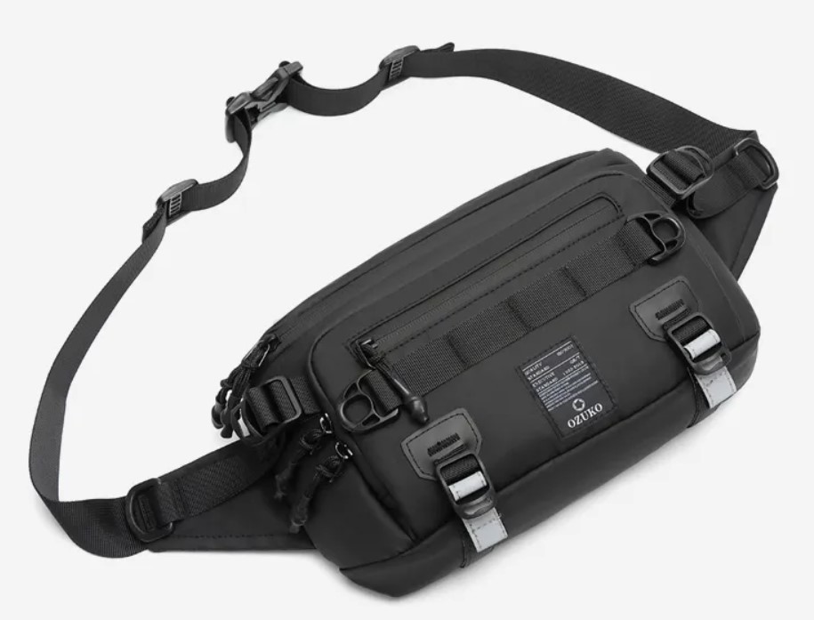 Ozuko Ανδρικό Τσαντάκι Μέσης - Crossbody Αδιάβροχο - 3.8L - Μαύρο Ozuko Ανδρικό Τσαντάκι Μέσης - Crossbody Αδιάβροχο - 3.8L - Μαύρο