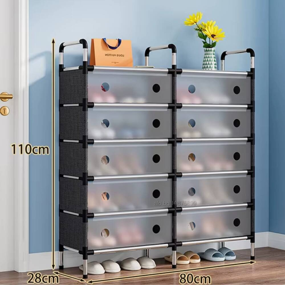 Παπουτσοθήκη 10 Θέσεων με Διαφανείς Πόρτες για Προστασία από Σκόνη και Μεταλλικό Σκελετό 110 x 28 x 80cm Παπουτσοθήκη 10 Θέσεων με Διαφανείς Πόρτες για Προστασία από Σκόνη και Μεταλλικό Σκελετό 110 x 28 x 80cm