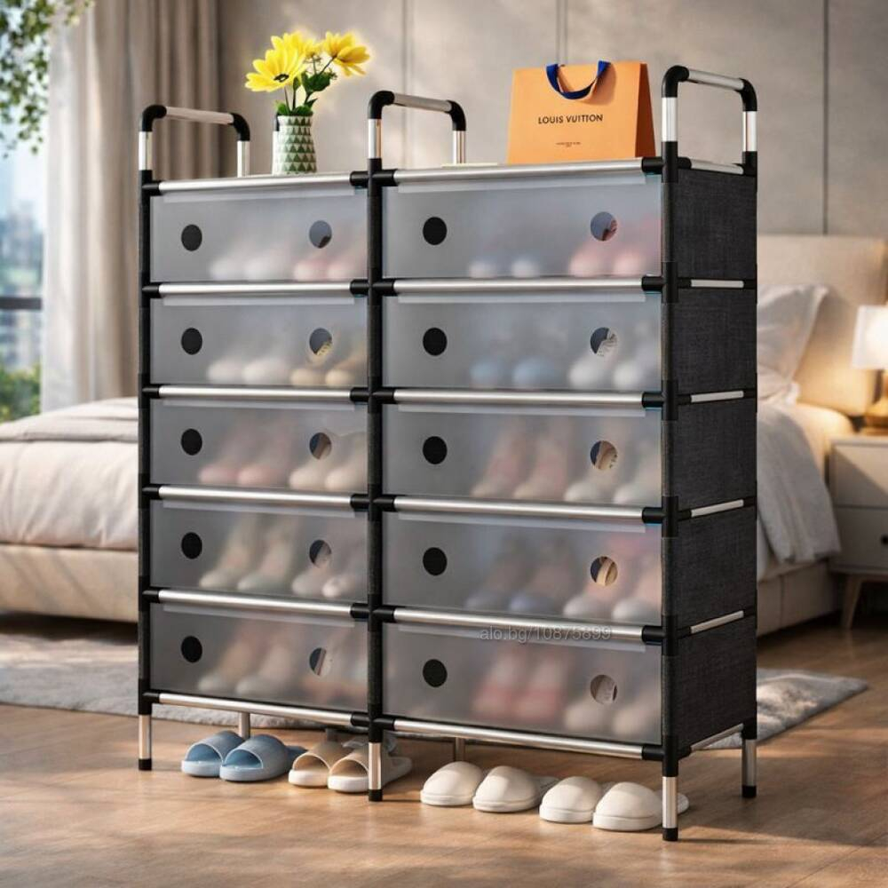 Παπουτσοθήκη 10 Θέσεων με Διαφανείς Πόρτες για Προστασία από Σκόνη και Μεταλλικό Σκελετό 110 x 28 x 80cm Παπουτσοθήκη 10 Θέσεων με Διαφανείς Πόρτες για Προστασία από Σκόνη και Μεταλλικό Σκελετό 110 x 28 x 80cm