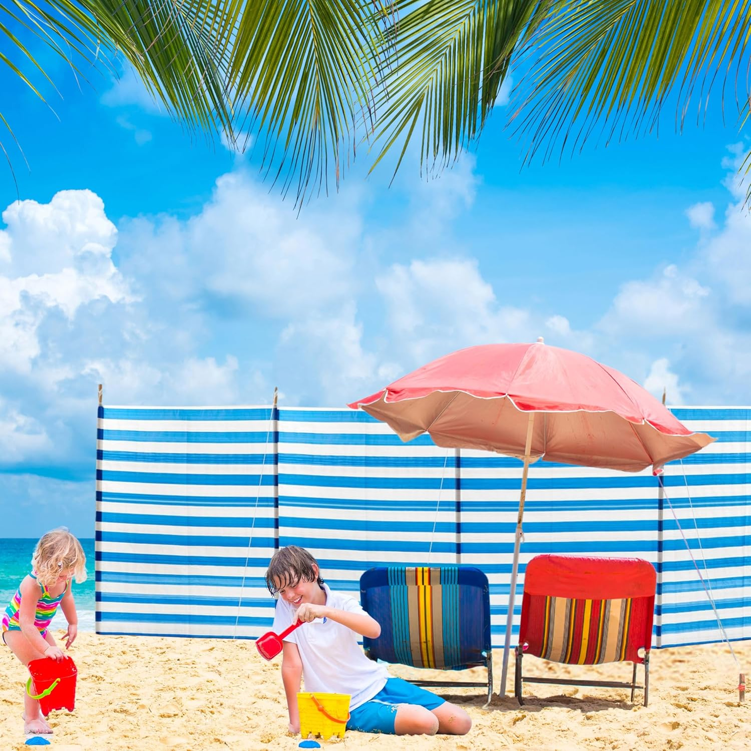 Παραβάν Παραλίας - Camping για Ιδιωτικότητα & Προστασία από τον Άνεμο με Πασσάλους - Ριγέ 600 x 150cm Παραβάν Παραλίας - Camping για Ιδιωτικότητα & Προστασία από τον Άνεμο με Πασσάλους - Ριγέ 600 x 150cm