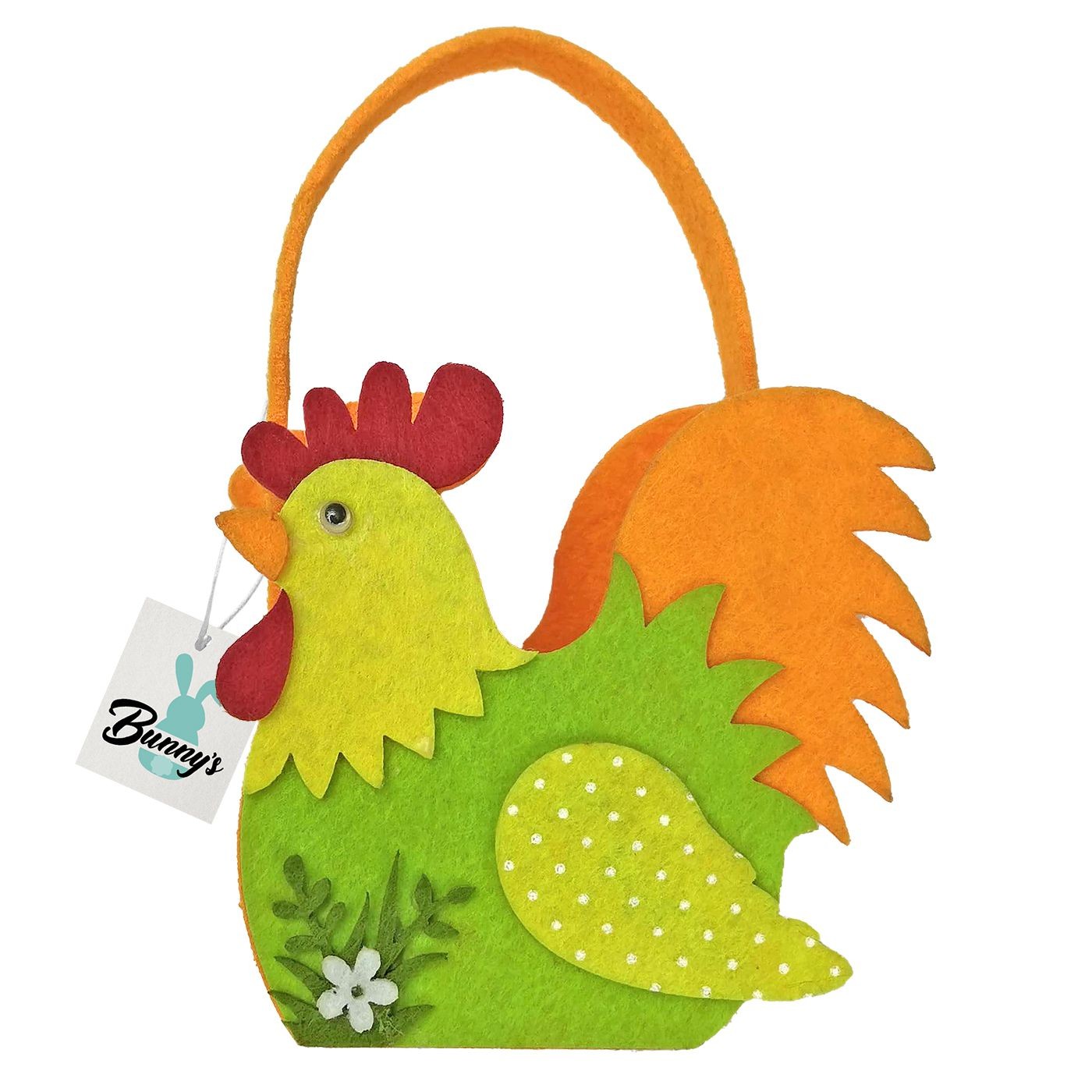 Πασχαλινό Τσόχινο Καλάθι Κόκορας με Χερούλι 19x11x6cm Πασχαλινό Τσόχινο Καλάθι Κόκορας με Χερούλι 19x11x6cm