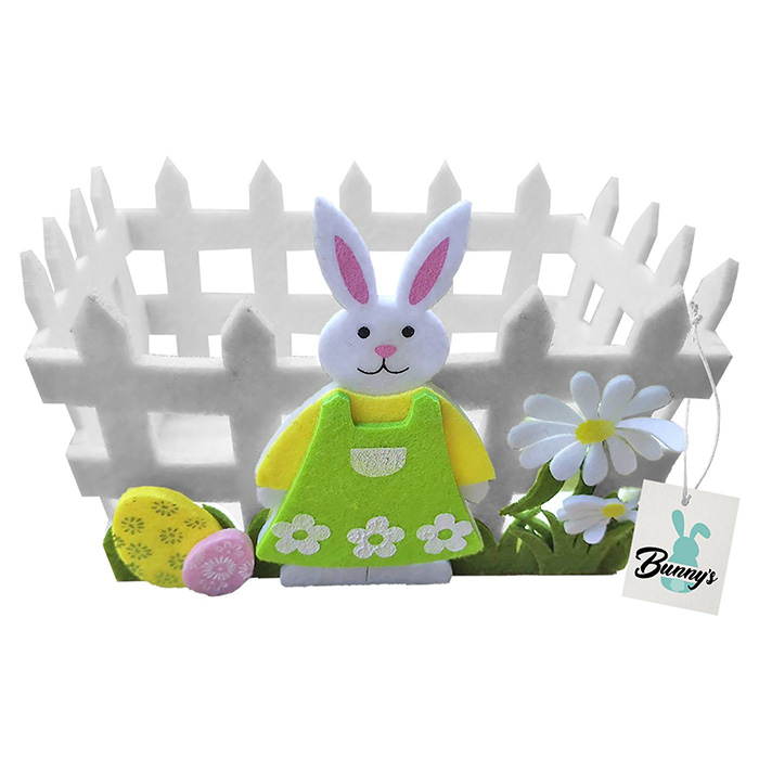 Πασχαλινό Τσόχινο Καλάθι Λαγός με Περίφραξη 18x12x9cm Πασχαλινό Τσόχινο Καλάθι Λαγός με Περίφραξη 18x12x9cm