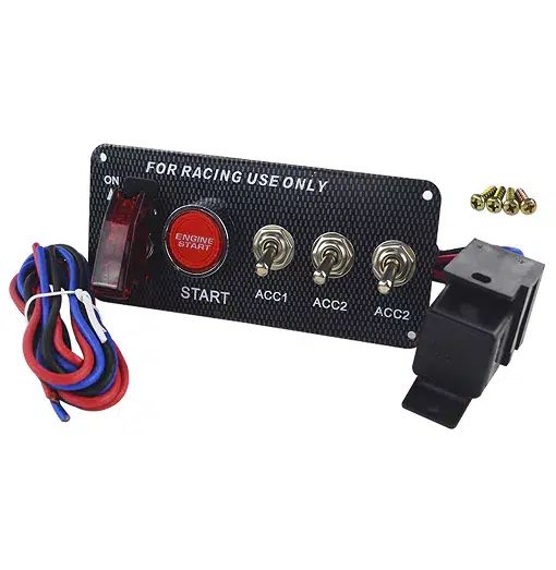 Πίνακας Ελέγχου Αυτοκινήτου για Ρεύματα και Start Engine με 4 Διακόπτες 12V 15cm F1 Πίνακας Ελέγχου Αυτοκινήτου για Ρεύματα και Start Engine με 4 Διακόπτες 12V 15cm F1