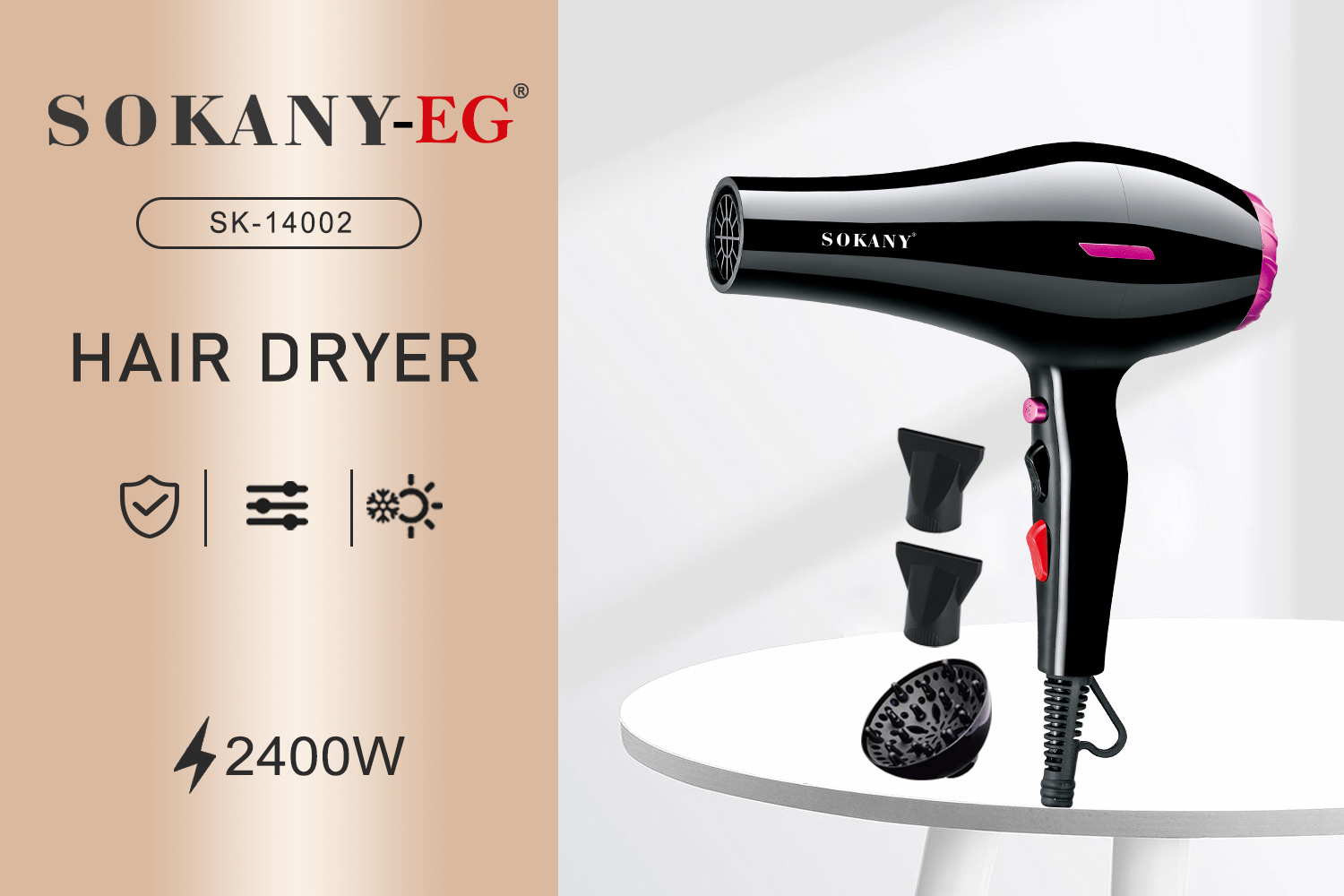 Πιστολάκι Μαλλιών - Σεσουάρ 2400W - SOKANY Πιστολάκι Μαλλιών - Σεσουάρ 2400W - SOKANY