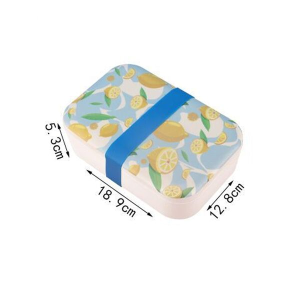 Πλαστικό Δοχείο Φαγητού με Λάστιχο και Σχέδιο Λεμονιών σε Γαλάζιο-Εκρού Χρώμα 18.9x12.8x5.3εκ Πλαστικό Δοχείο Φαγητού με Λάστιχο και Σχέδιο Λεμονιών σε Γαλάζιο-Εκρού Χρώμα 18.9x12.8x5.3εκ