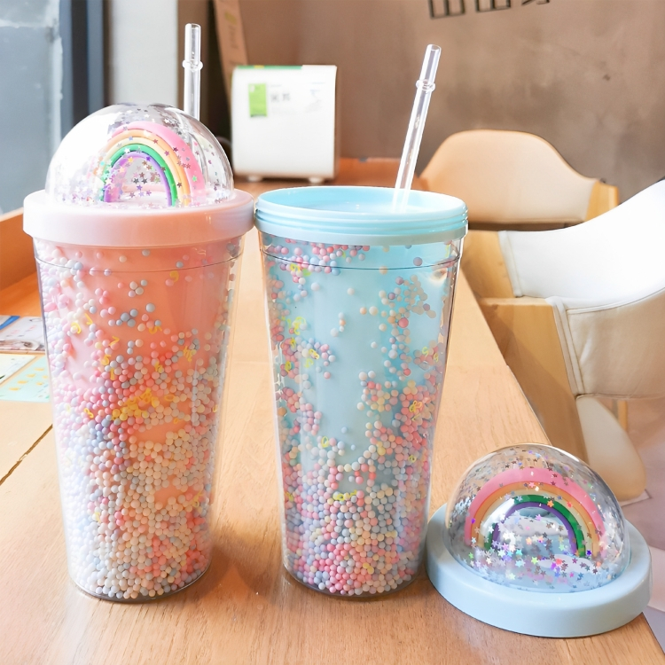 Πλαστικό Ποτήρι με Καπάκι & Καλαμάκι Ουράνιο Τόξο - 380 mL Πλαστικό Ποτήρι με Καπάκι & Καλαμάκι Ουράνιο Τόξο - 380 mL