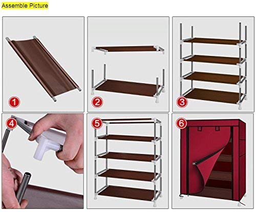 Πολυλειτουργική Υφασμάτινη Παπουτσοθήκη με 5 Ράφια και Μεταλλικό Σκελετό 60x30x90εκ Πολυλειτουργική Υφασμάτινη Παπουτσοθήκη με 5 Ράφια και Μεταλλικό Σκελετό 60x30x90εκ
