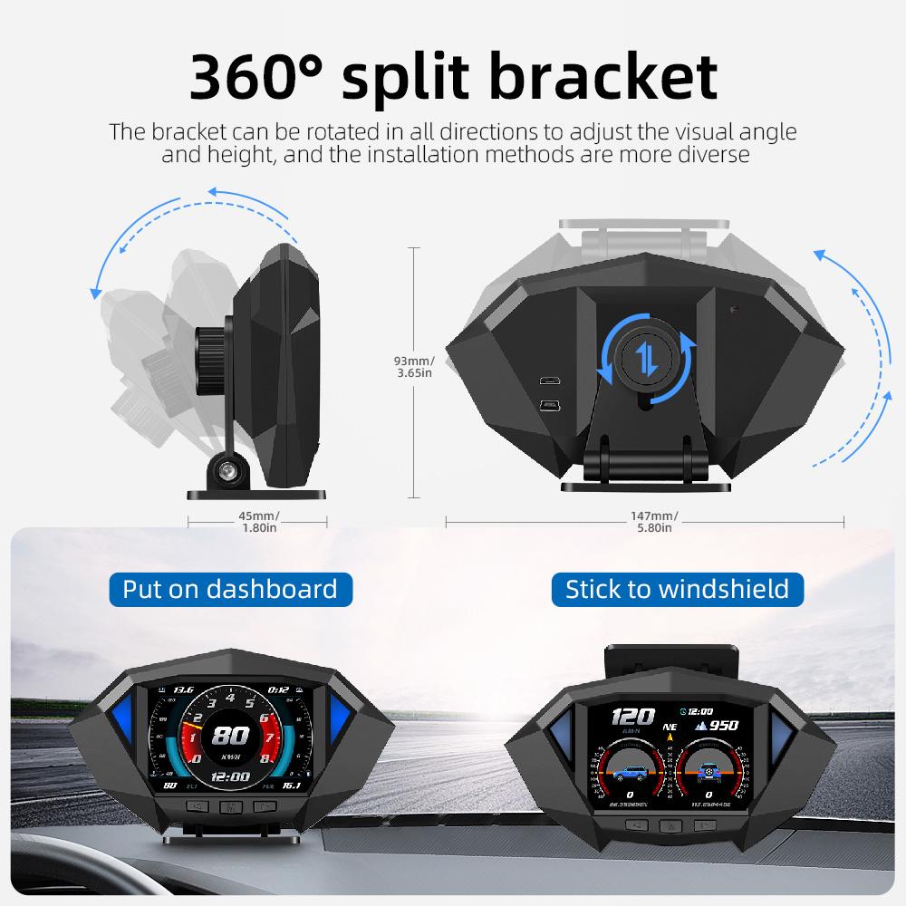 Πολυόργανο Αυτοκινήτου OBD2 με GPS, Ψηφιακό Ταχύμετρο και Μετρητή Κλίσης Πολυόργανο Αυτοκινήτου OBD2 με GPS, Ψηφιακό Ταχύμετρο και Μετρητή Κλίσης