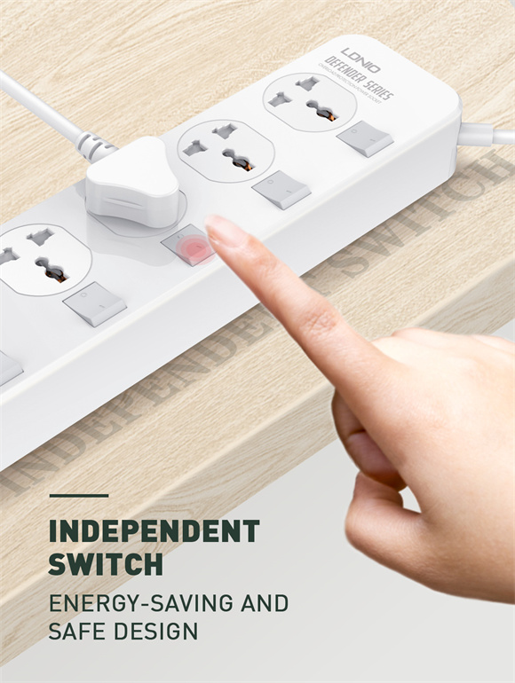 Πολύπριζο Ασφαλείας 4 Universal Θέσεων με 4 USB & Διακόπτες 2m - LDNIO Πολύπριζο Ασφαλείας 4 Universal Θέσεων με 4 USB & Διακόπτες 2m - LDNIO