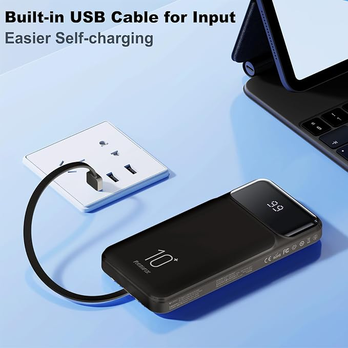Power bank 10000mAh με 3 Καλώδια και Οθόνη LED Remax Power bank 10000mAh με 3 Καλώδια και Οθόνη LED Remax
