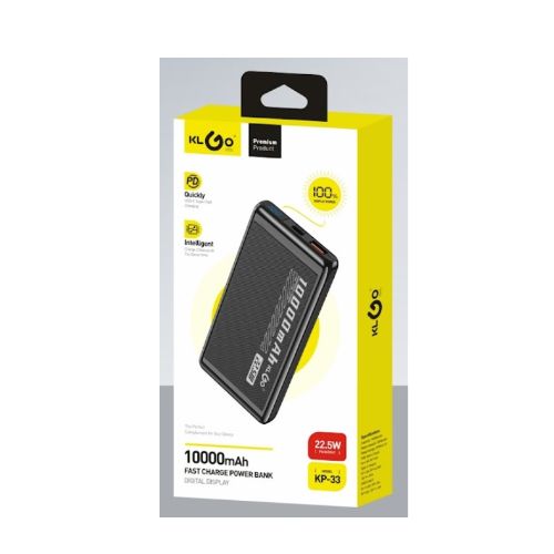 Power Bank KLGO Ταχείας Φόρτισης 10000mAh PD22.5W Type-C - Φορητή Μπαταρία KLGO Portable Fast Charger Μαύρο Power Bank KLGO Ταχείας Φόρτισης 10000mAh PD22.5W Type-C - Φορητή Μπαταρία KLGO Portable Fast Charger Μαύρο