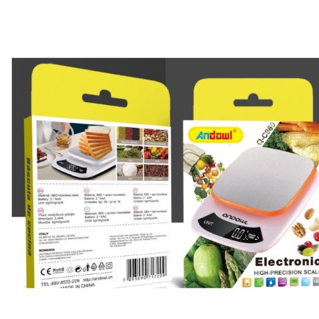 Ψηφιακή Ανοξείδωτή Ζυγαριά Ακριβείας Κουζίνας Έως 5kg με Ακρίβεια 0.5g Andowl Ψηφιακή Ανοξείδωτή Ζυγαριά Ακριβείας Κουζίνας Έως 5kg με Ακρίβεια 0.5g Andowl