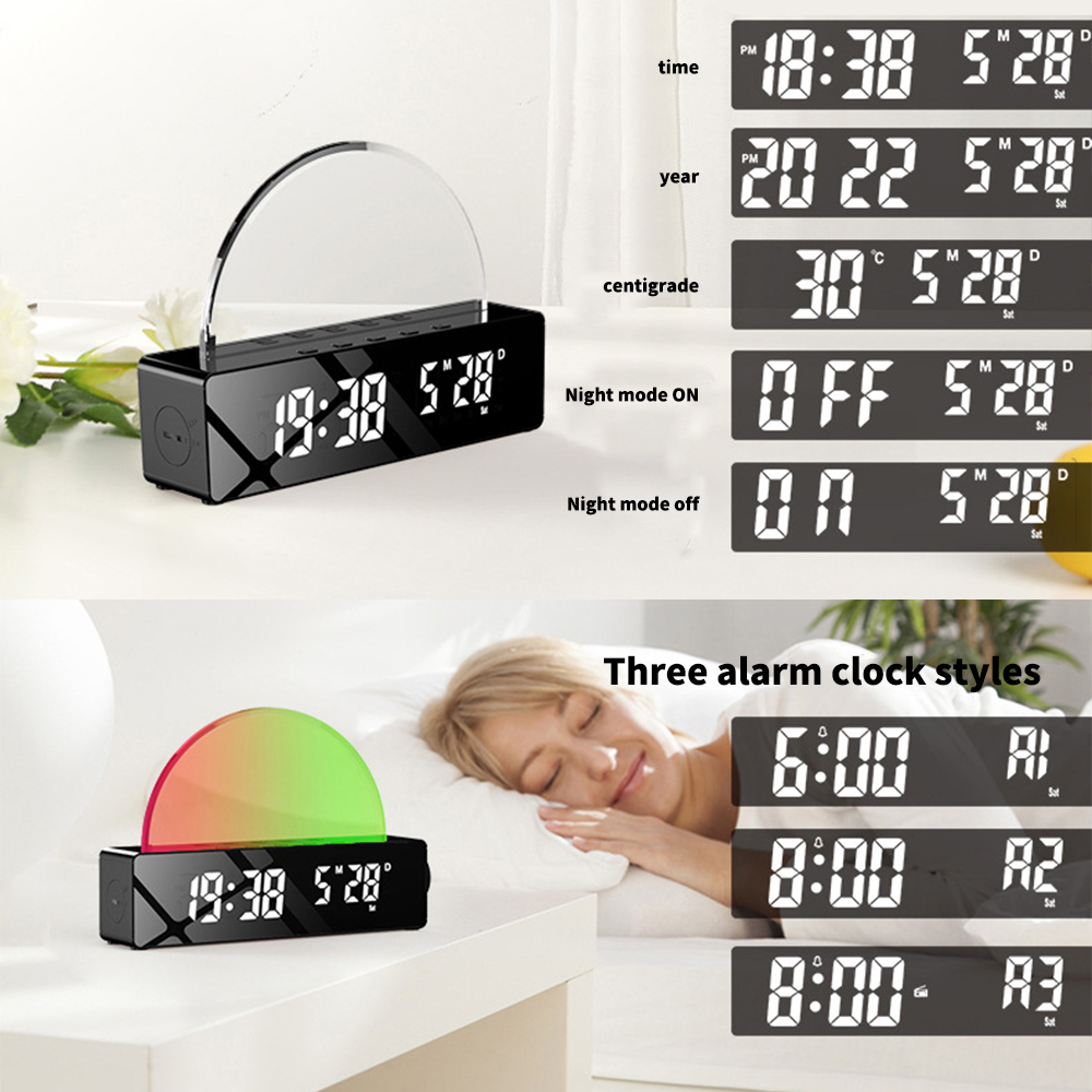 Ψηφιακό Ρολόι HD LED Επιτραπέζιο με Ξυπνητήρι Προσομοιωτής Ανατολής και Δύσης του Ηλίου με USB Θήρα Ψηφιακό Ρολόι HD LED Επιτραπέζιο με Ξυπνητήρι Προσομοιωτής Ανατολής και Δύσης του Ηλίου με USB Θήρα