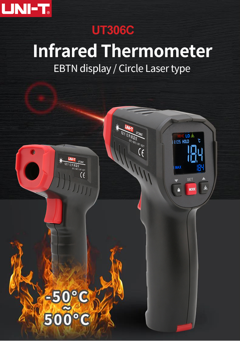 Ψηφιακό Θερμόμετρο Υπερύθρων -50℃ - 500℃ - Uni-T UT306M - Μαύρο Ψηφιακό Θερμόμετρο Υπερύθρων -50℃ - 500℃ - Uni-T UT306M - Μαύρο