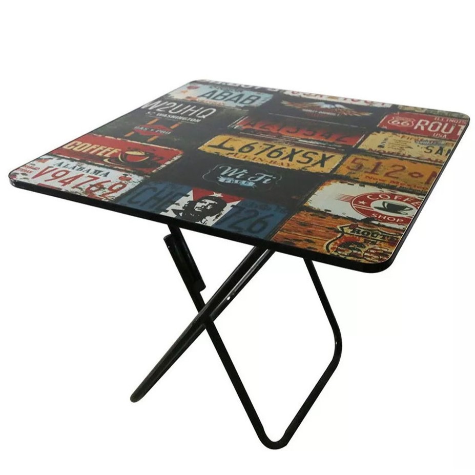 Πτυσσόμενο Τραπέζι 60 x 60 x 70cm με Vintage Σχέδιο Πτυσσόμενο Τραπέζι 60 x 60 x 70cm με Vintage Σχέδιο