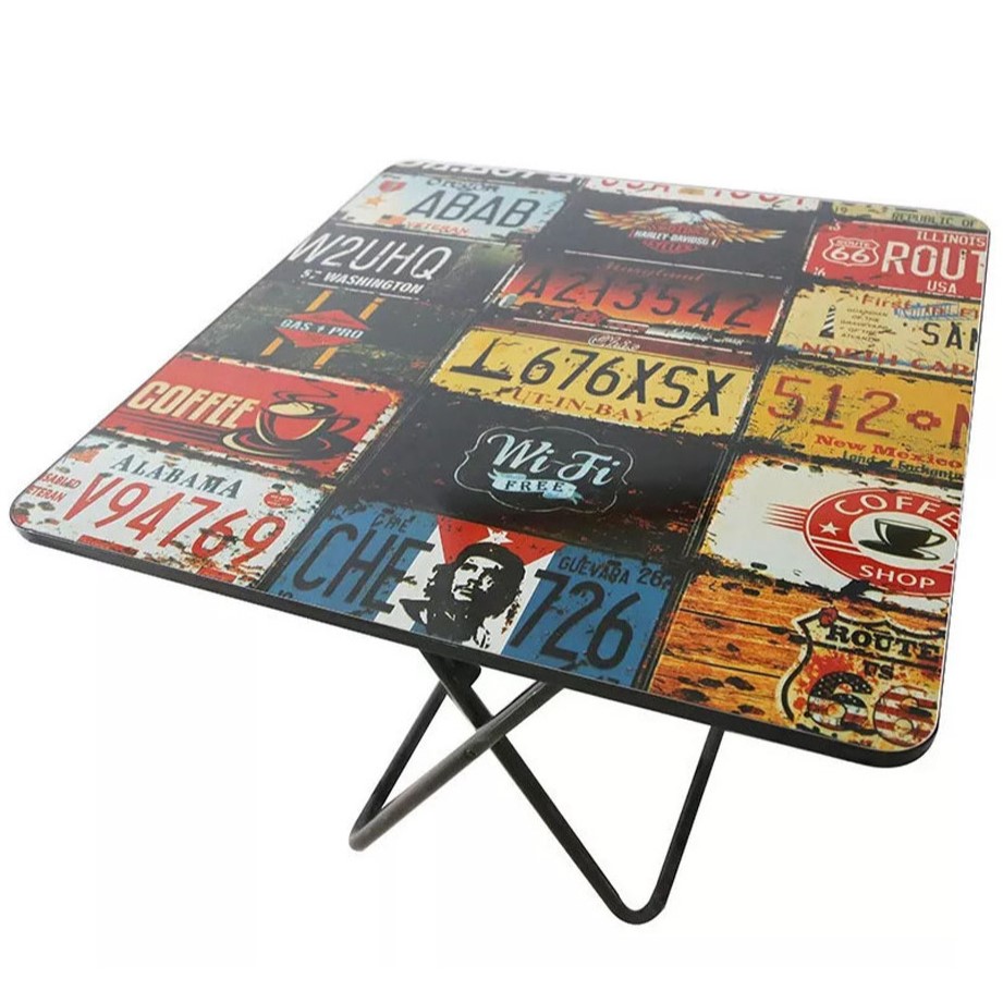 Πτυσσόμενο Τραπέζι 60 x 60 x 70cm με Vintage Σχέδιο Πτυσσόμενο Τραπέζι 60 x 60 x 70cm με Vintage Σχέδιο