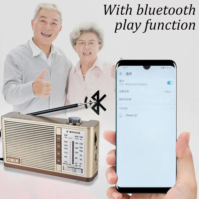 Ρετρό Ασύρματο Φορητό Ηχείο Bluetooth - Ραδιόφωνο CMiK 5W με Ροδέλα TF, USB, AUX - Γκρι Ρετρό Ασύρματο Φορητό Ηχείο Bluetooth - Ραδιόφωνο CMiK 5W με Ροδέλα TF, USB, AUX - Γκρι