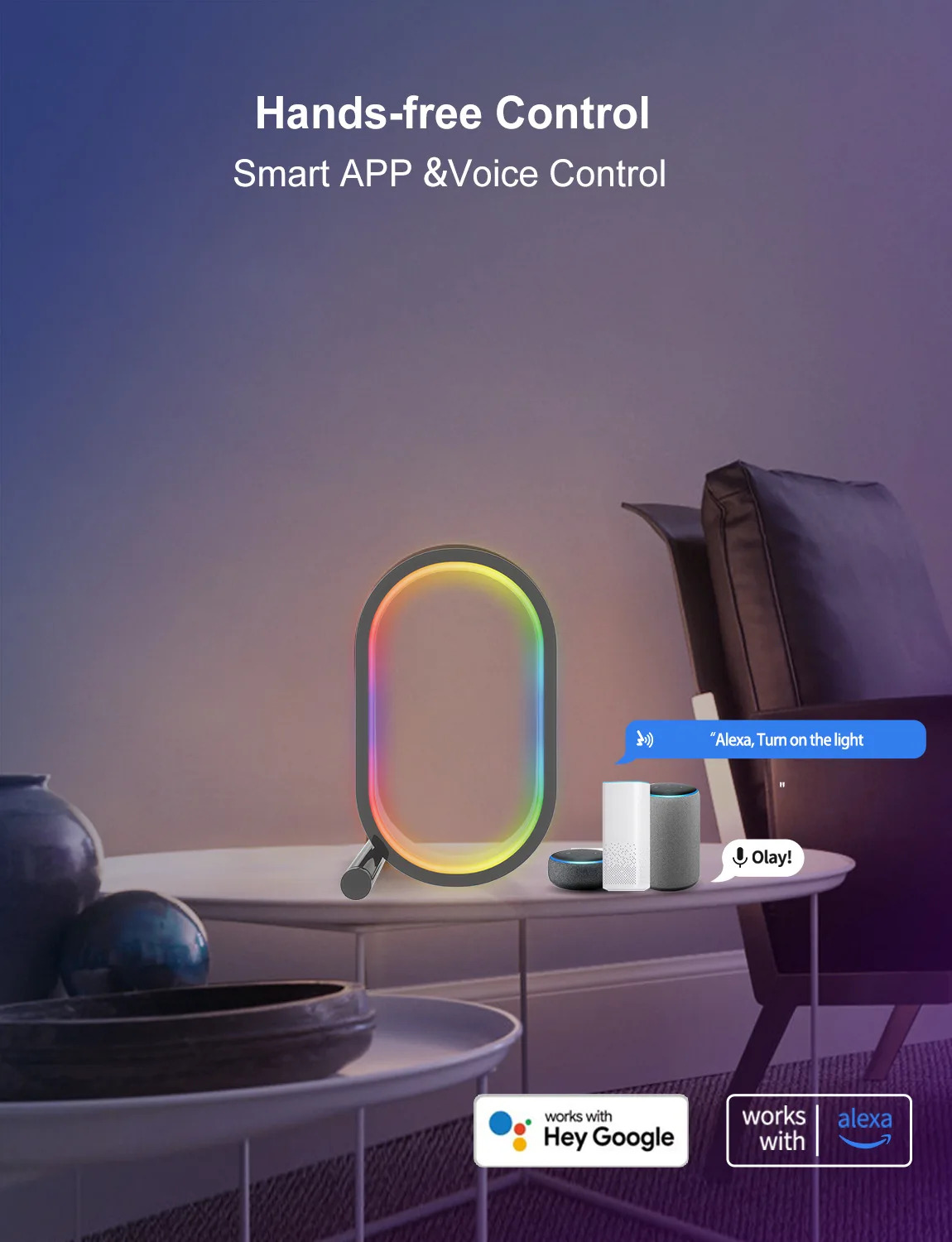 RGB LED Επιτραπέζιο Κυκλικό Φωτιστικό με Λειτουργία Μουσικής - Με Τηλεχειριστήριο, WiFi και App TUYA RGB LED Επιτραπέζιο Κυκλικό Φωτιστικό με Λειτουργία Μουσικής - Με Τηλεχειριστήριο, WiFi και App TUYA