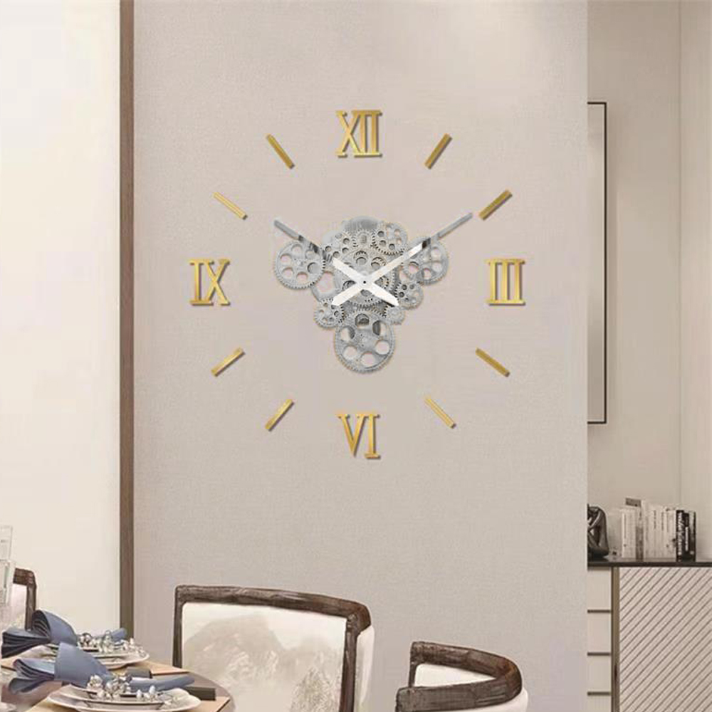 Ρολόι Τοίχου Αυτοκόλλητο 3D DIY 60-120cm Ασημί - Χρυσό ZH1743 Ρολόι Τοίχου Αυτοκόλλητο 3D DIY 60-120cm Ασημί - Χρυσό ZH1743