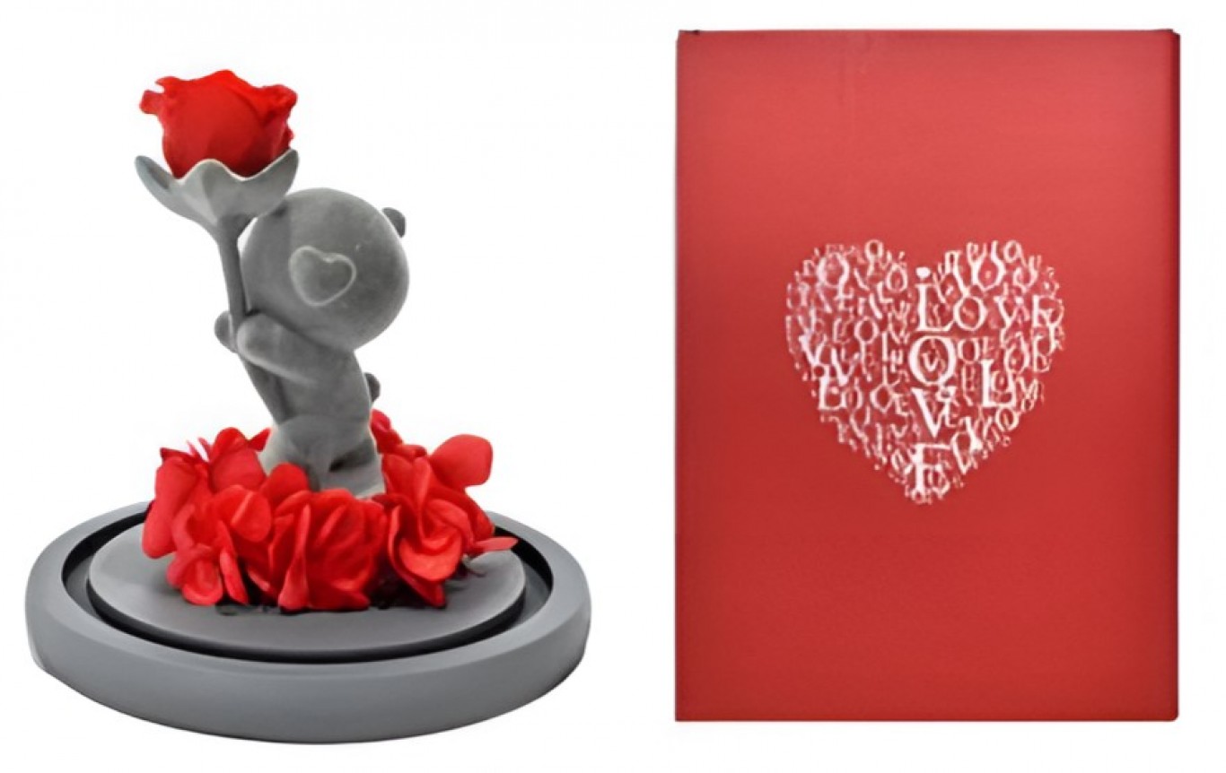 Ρομαντικό Δώρο Γυάλινος Θόλος με Αρκουδάκι και Τριαντάφυλλο Ρομαντικό Δώρο Γυάλινος Θόλος με Αρκουδάκι και Τριαντάφυλλο