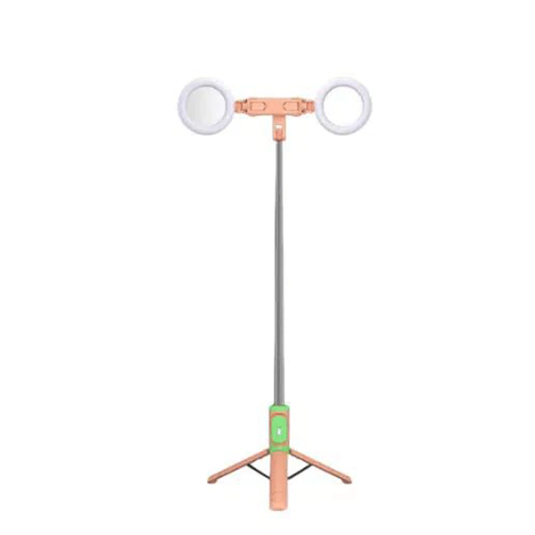 Selfie Stick Bluetooth 2 σε 1 Selfie-Stick που γίνεται και Τρίποδη Βάση Κινητού με Τηλεχειριστήριο και Φως Ροζ Χρώμα Selfie Stick Bluetooth 2 σε 1 Selfie-Stick που γίνεται και Τρίποδη Βάση Κινητού με Τηλεχειριστήριο και Φως Ροζ Χρώμα