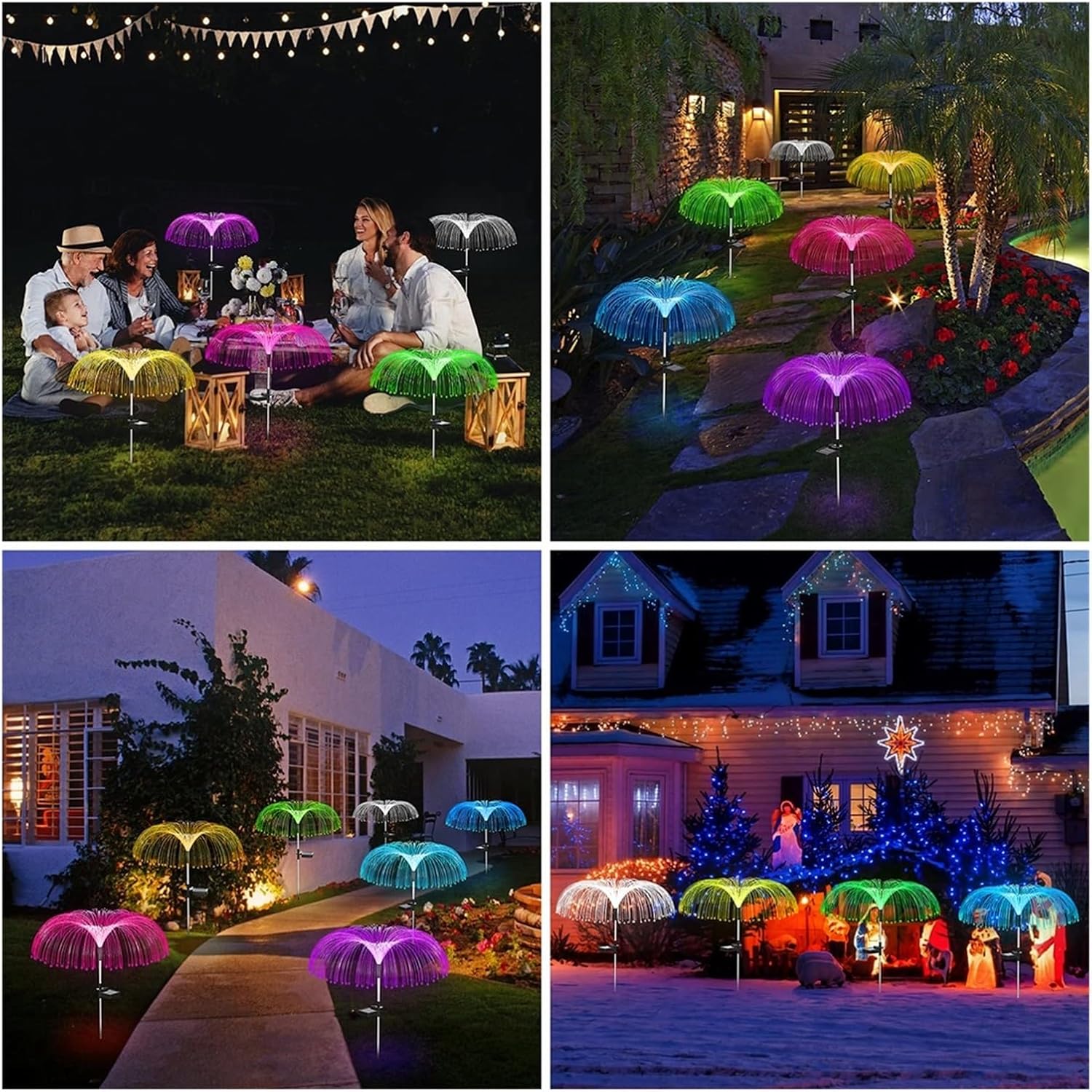 Σετ 2 Ηλιακά RGB Διακοσμητικά Φωτιστικά Κήπου Οπτικής Ίνας σε Σχήμα Βροχής IP65 Σετ 2 Ηλιακά RGB Διακοσμητικά Φωτιστικά Κήπου Οπτικής Ίνας σε Σχήμα Βροχής IP65