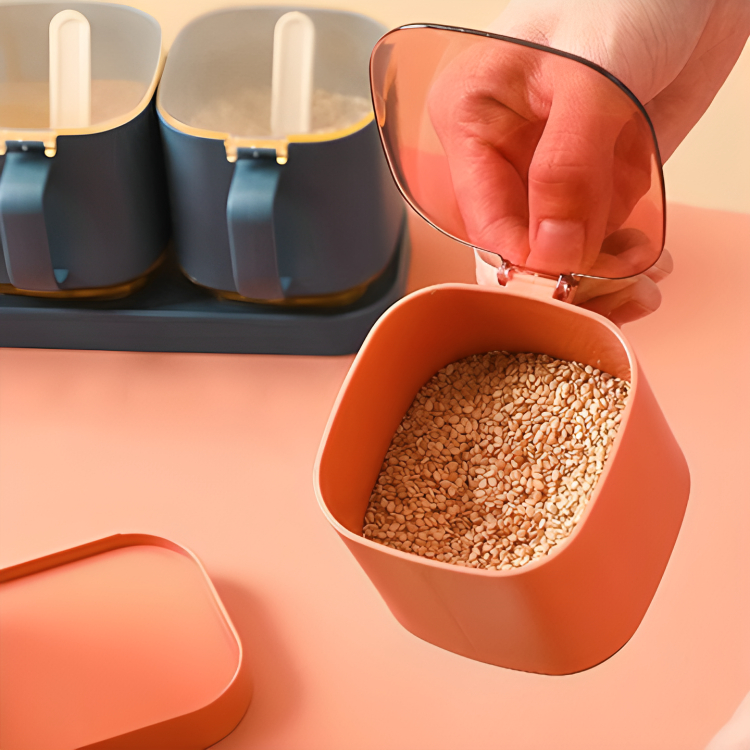 Σετ 2 Βάζα Αποθήκευσης Μπαχαρικών & Καρυκευμάτων με Καπάκι και Βάση Σετ 2 Βάζα Αποθήκευσης Μπαχαρικών & Καρυκευμάτων με Καπάκι και Βάση