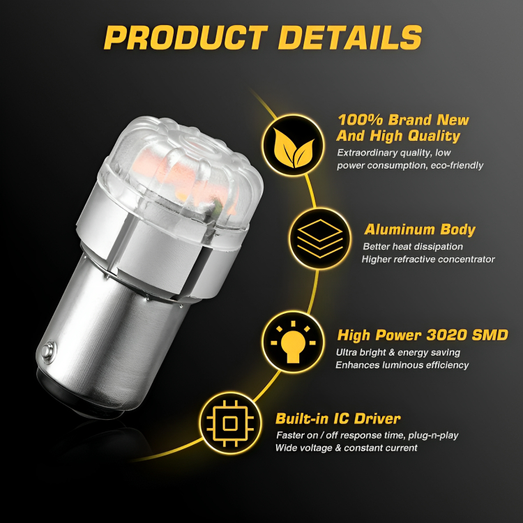 Σετ 2x Διπολικοί Λαμπτήρες Ψείρες LED 1157 Canbus 9 - 18V 6500K - NovSight Σετ 2x Διπολικοί Λαμπτήρες Ψείρες LED 1157 Canbus 9 - 18V 6500K - NovSight