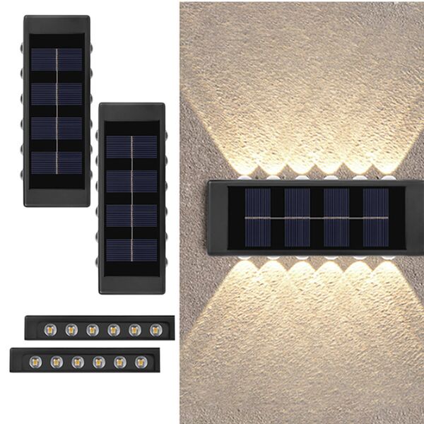 Σετ LED Αδιάβροχα Ηλιακά Επιτοίχια Φωτιστικά Εξωτερικού Χώρου με 12 SMD και Ενσωματωμένο Πάνελ σε Θερμό Λευκό Φωτισμό 2τμχ Σετ LED Αδιάβροχα Ηλιακά Επιτοίχια Φωτιστικά Εξωτερικού Χώρου με 12 SMD και Ενσωματωμένο Πάνελ σε Θερμό Λευκό Φωτισμό 2τμχ