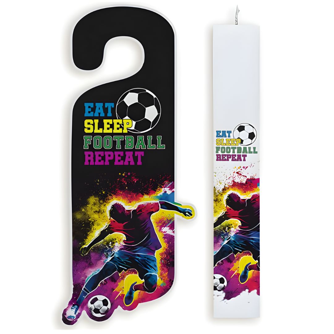 Σετ Πασχαλινή Λαμπάδα με Εκτύπωση ΄΄Eat Sleep Football Repeat΄΄ με Ξύλινο Καδράκι Πόρτας Σετ Πασχαλινή Λαμπάδα με Εκτύπωση ΄΄Eat Sleep Football Repeat΄΄ με Ξύλινο Καδράκι Πόρτας