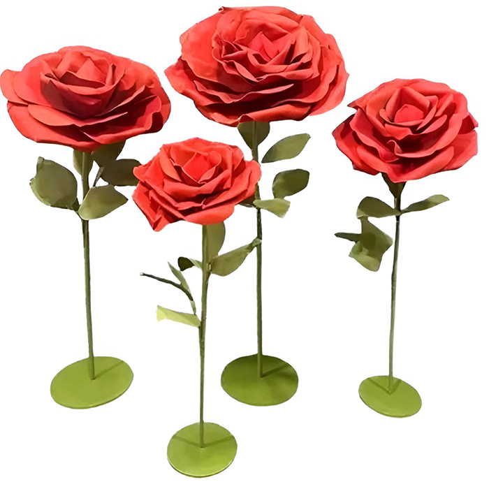Σετ Τεχνητά Διακοσμητικά Τριαντάφυλλα 4τμχ με Βάση 140–170cm Premium Decor Σετ Τεχνητά Διακοσμητικά Τριαντάφυλλα 4τμχ με Βάση 140–170cm Premium Decor