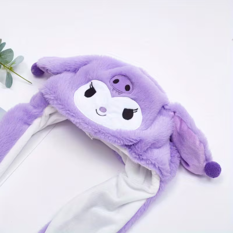 Σκούφος Μωβ Γάτα Kuromi με Αυτιά που Κινούνται Σκούφος Μωβ Γάτα Kuromi με Αυτιά που Κινούνται