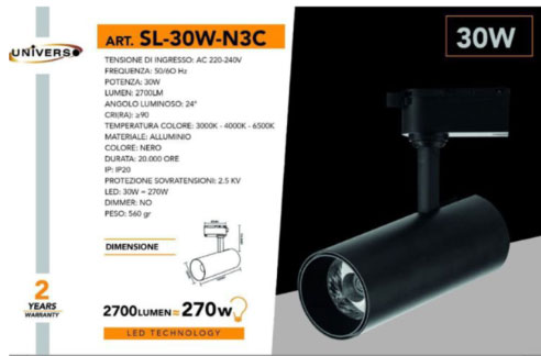 Σποτ Ράγας LED 30W 3000-6500K σε 2 Χρώματα Σποτ Ράγας LED 30W 3000-6500K σε 2 Χρώματα