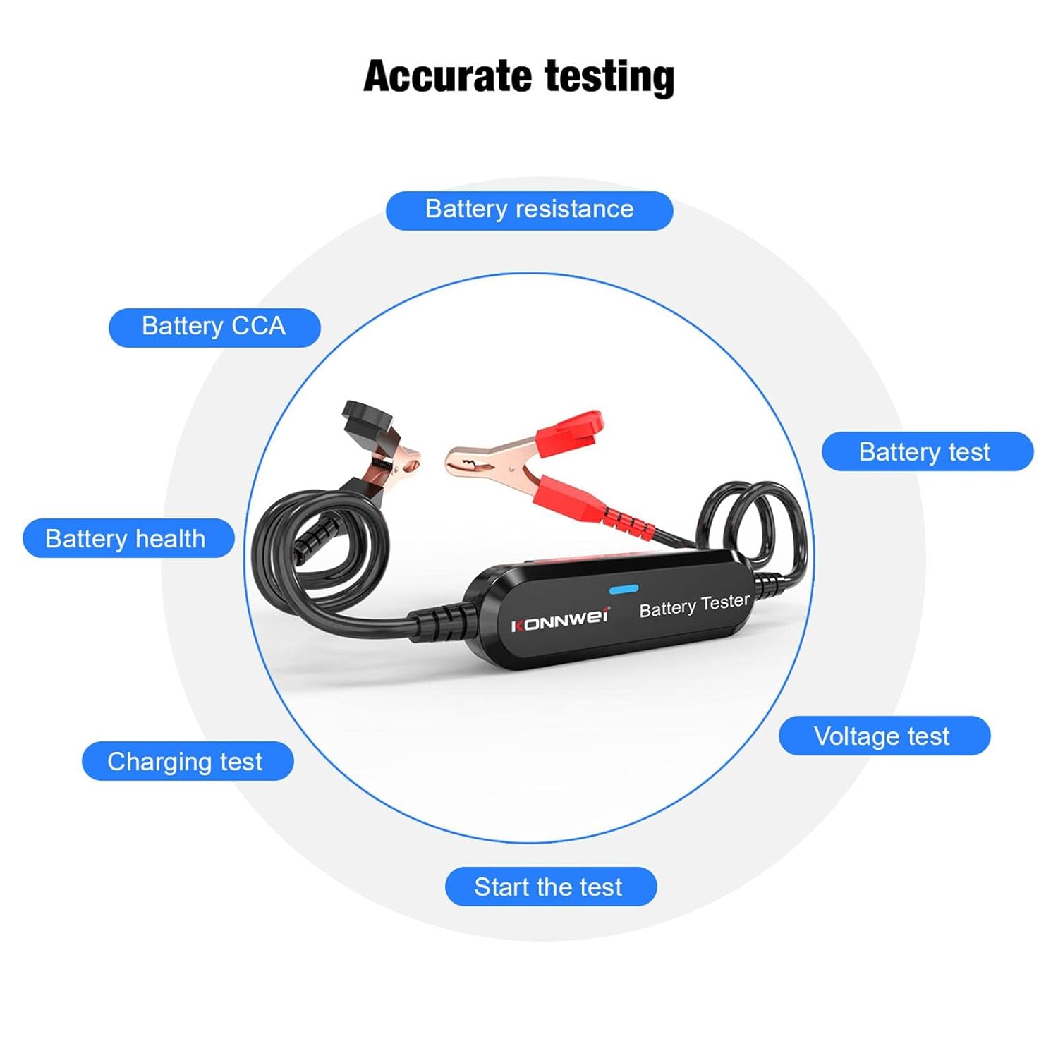 Αναλογικό Διαγνωστικό Μπαταριών - Automotive Battery Tester με Κροκοδειλάκια και Bluetooth για iOS ή Android Konnwei Αναλογικό Διαγνωστικό Μπαταριών - Automotive Battery Tester με Κροκοδειλάκια και Bluetooth για iOS ή Android Konnwei
