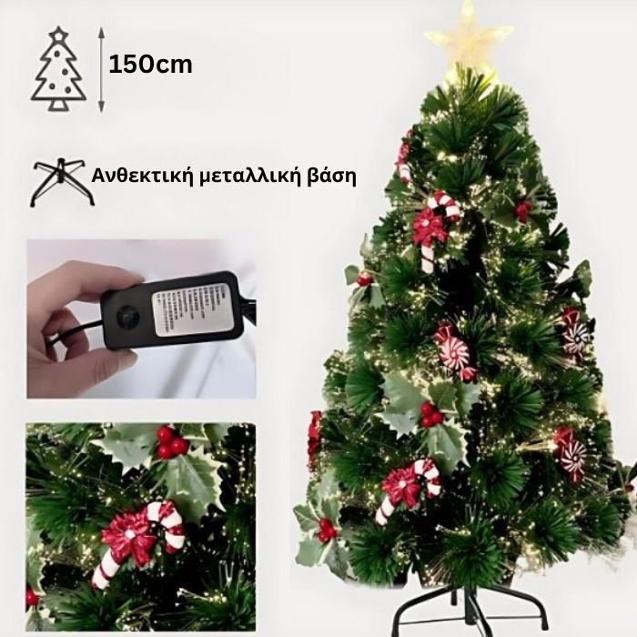Τεχνητό Χριστουγεννιάτικο Δέντρο Στολισμένο με Φωτισμό LED 150cm Πράσινο Τεχνητό Χριστουγεννιάτικο Δέντρο Στολισμένο με Φωτισμό LED 150cm Πράσινο