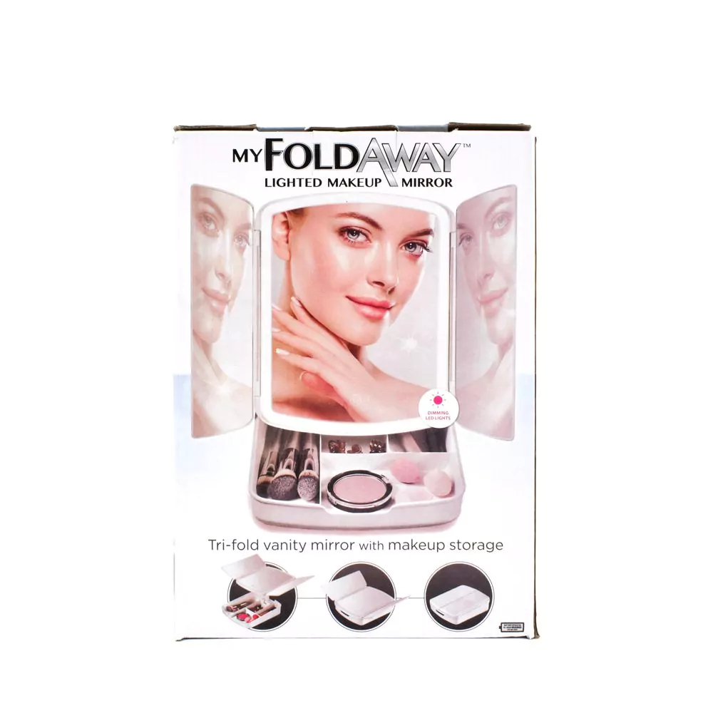 Τριπλός Καθρέφτης Μπαταρίας 5x Μεγέθυνσης με Φωτισμό LED και Αποθηκευτικό Χώρο Make-Up – Λευκό Τριπλός Καθρέφτης Μπαταρίας 5x Μεγέθυνσης με Φωτισμό LED και Αποθηκευτικό Χώρο Make-Up – Λευκό