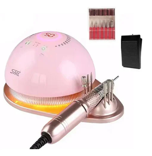 Τροχός Νυχιών Ρεύματος με Αθόρυβη Λειτουργία, Πεντάλ και LED 68W Ροζ Τροχός Νυχιών Ρεύματος με Αθόρυβη Λειτουργία, Πεντάλ και LED 68W Ροζ