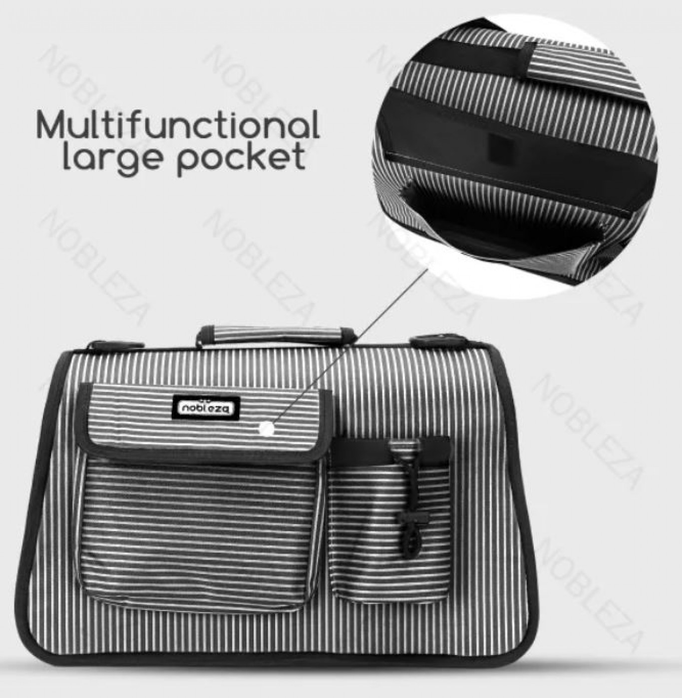 Τσάντα Μεταφοράς Κατοικιδίων Σκύλου & Γάτας – Ριγέ Ασπρόμαυρη, Αδιάβροχη, 53.5 x 23 x 27 cm Τσάντα Μεταφοράς Κατοικιδίων Σκύλου & Γάτας – Ριγέ Ασπρόμαυρη, Αδιάβροχη, 53.5 x 23 x 27 cm