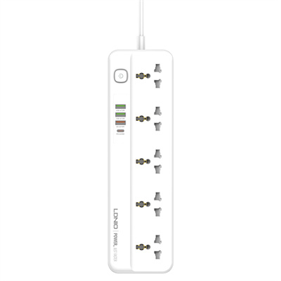 Universal Πολύπριζο 5 Θέσεων με 3 Θύρες USB & 1 USB-C PD/QC 3.0 20W – Καλώδιο 2m LDNIO Universal Πολύπριζο 5 Θέσεων με 3 Θύρες USB & 1 USB-C PD/QC 3.0 20W – Καλώδιο 2m LDNIO