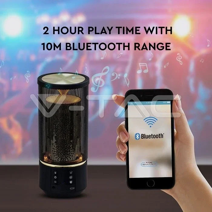 V-TAC Φορητό Ηχείο Bluetooth 6W Επαναφορτιζόμενο 1200mAh με LED 6 επίπεδα φωτισμού και εφέ φλόγας (TWS Function ) Μαύρο V-TAC Φορητό Ηχείο Bluetooth 6W Επαναφορτιζόμενο 1200mAh με LED 6 επίπεδα φωτισμού και εφέ φλόγας (TWS Function ) Μαύρο
