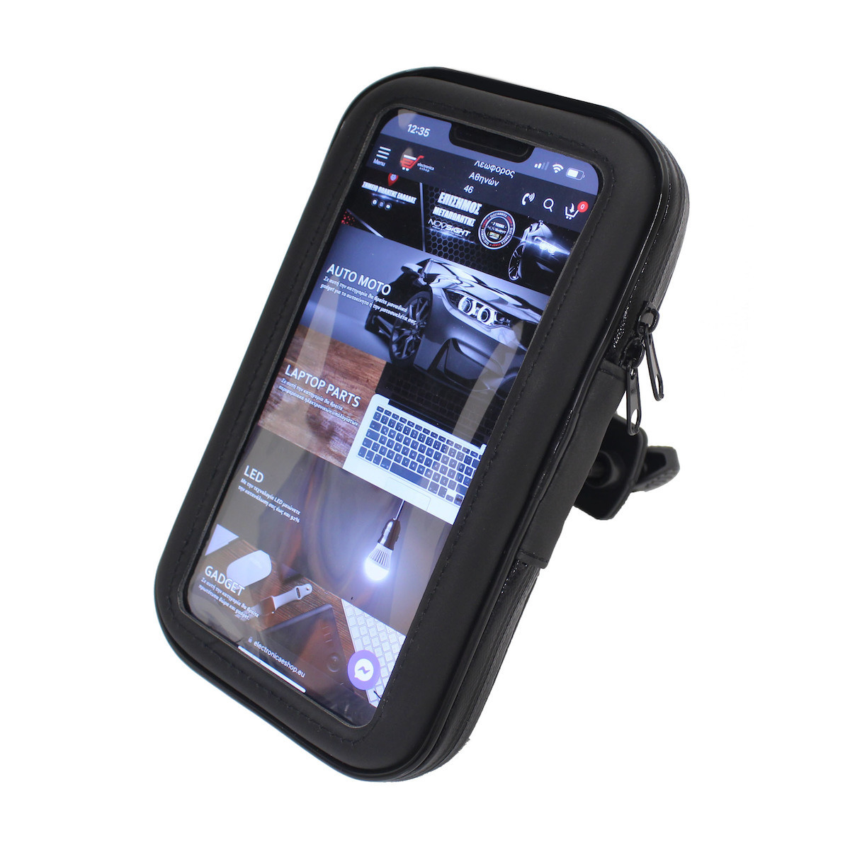 Βάση Κινητού Μοτοσυκλέτας με Θήκη για το Τιμόνι Βάση Κινητού Μοτοσυκλέτας με Θήκη για το Τιμόνι