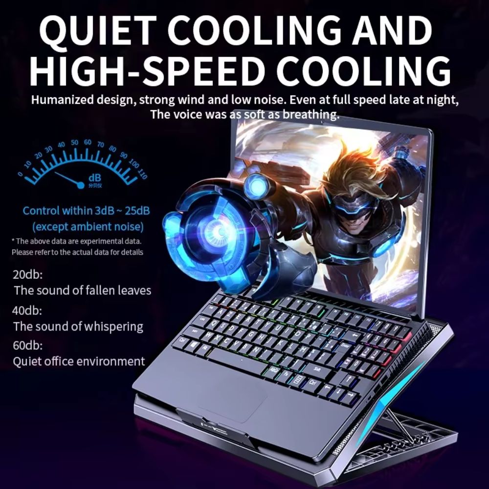 Βάση Laptop Cooling Pad με 6 Ανεμιστήρες Ψύξης έως 18 Βάση Laptop Cooling Pad με 6 Ανεμιστήρες Ψύξης έως 18