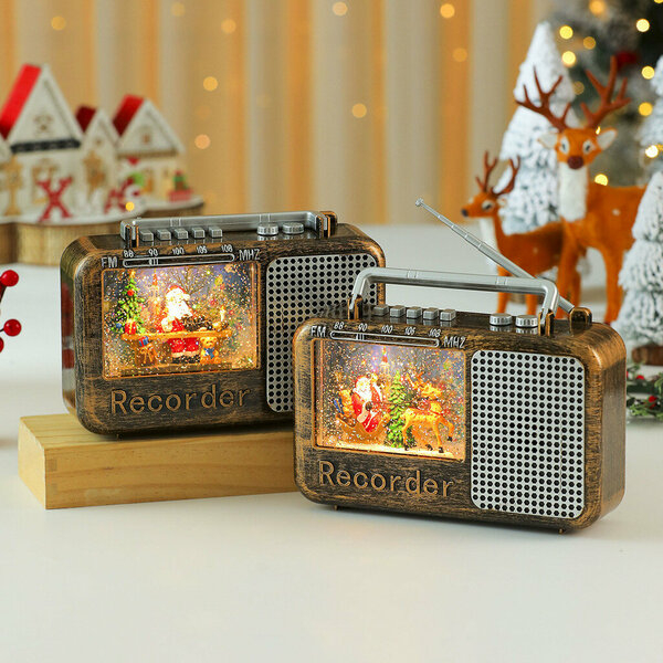 Vintage Χριστουγεννιάτικο Φωτεινό Ραδιόφωνο με Χρυσόσκονη & Μουσική Vintage Χριστουγεννιάτικο Φωτεινό Ραδιόφωνο με Χρυσόσκονη & Μουσική